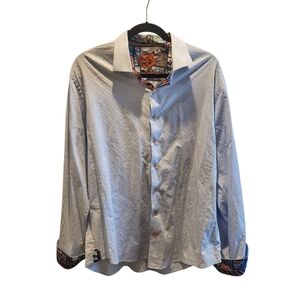 Au Noir Men’s Light Blue Long Sleeve Button Up Flip Cuff Shirt Size 5 (XL)